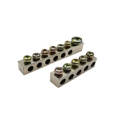 Copper Neutral Busbar PCB Screw Terminal 100A 2-8 Pole Tin-Plated DIN Rail Mounted